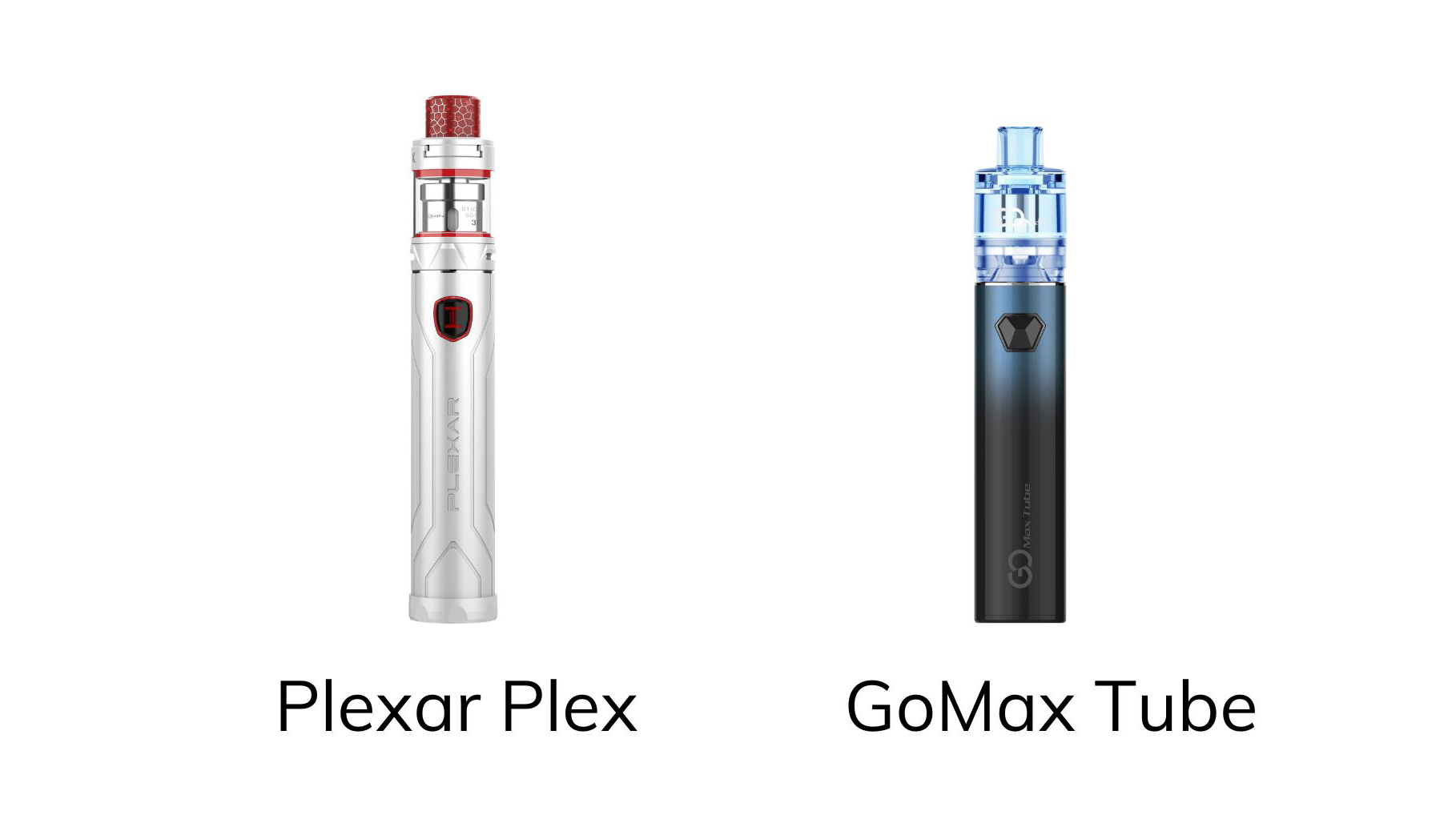 Beste DTL Vape Pens: Innokin Plexar Plex mit 100W, Innokin GoMax Tube mit 3000mAh Akku, beide tragbar und leistungsstark.