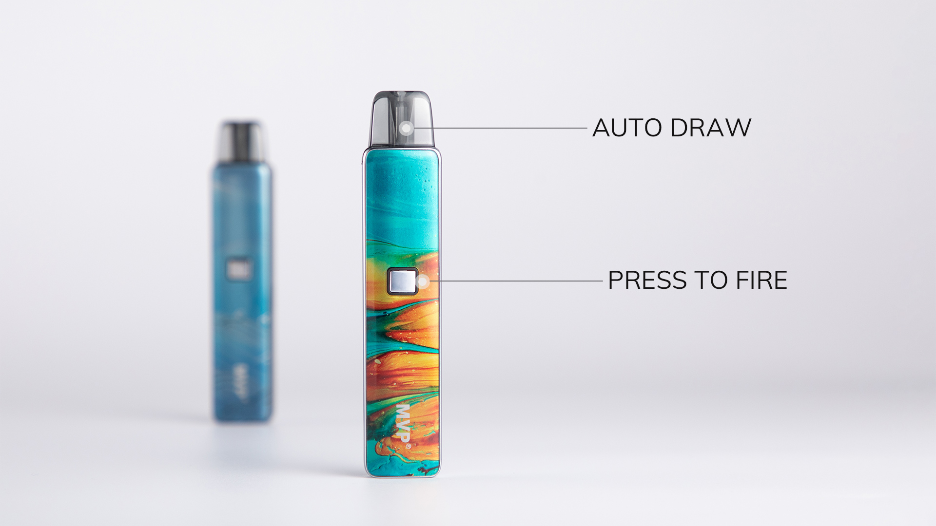 Der MVP Pod Vape Pen ermöglicht es Ihnen, mit dem Feuerknopf oder einfach durch Inhalieren zu dampfen.