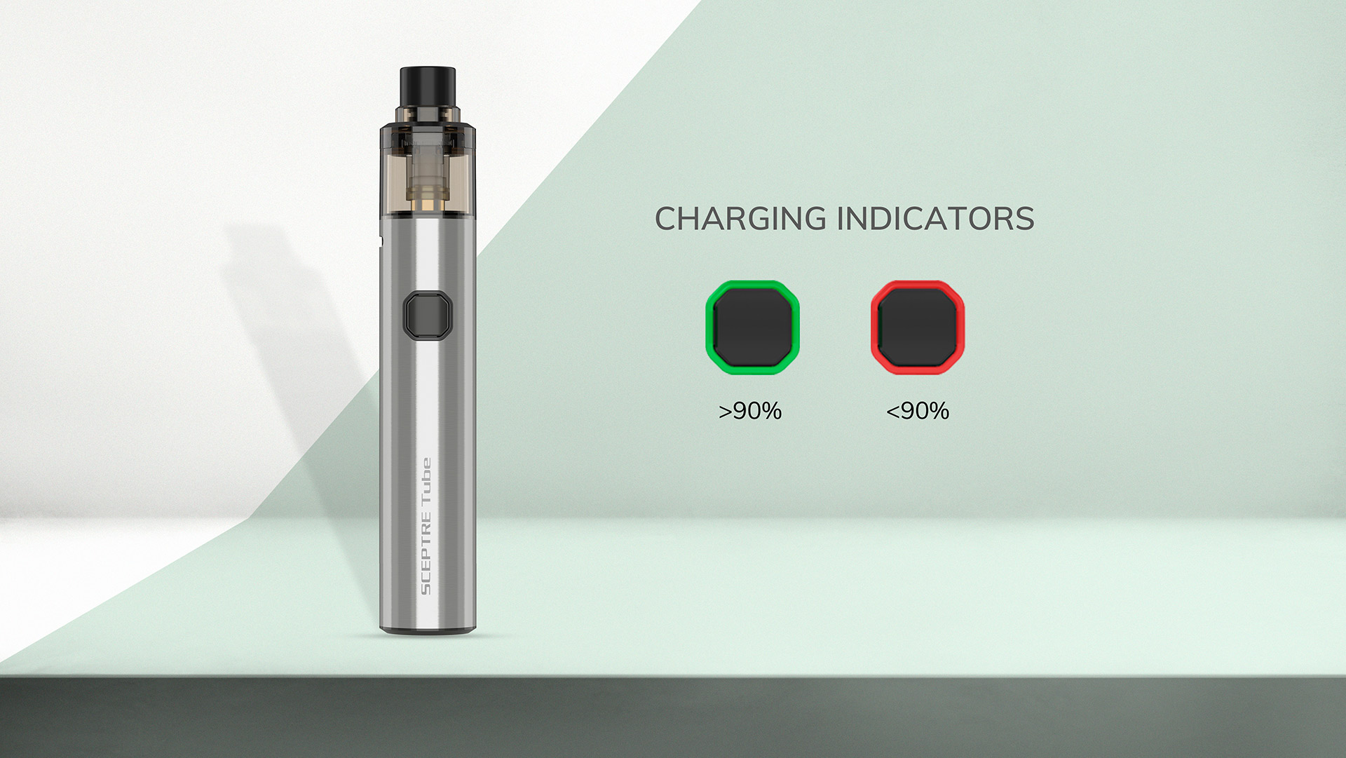 Vape Pen mit Ladeanzeigen, die verschiedene Ladezustände anzeigen.